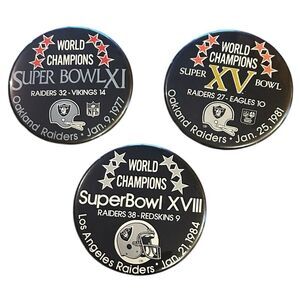 Vintage Raiders Super Bowl Champion Pins Set